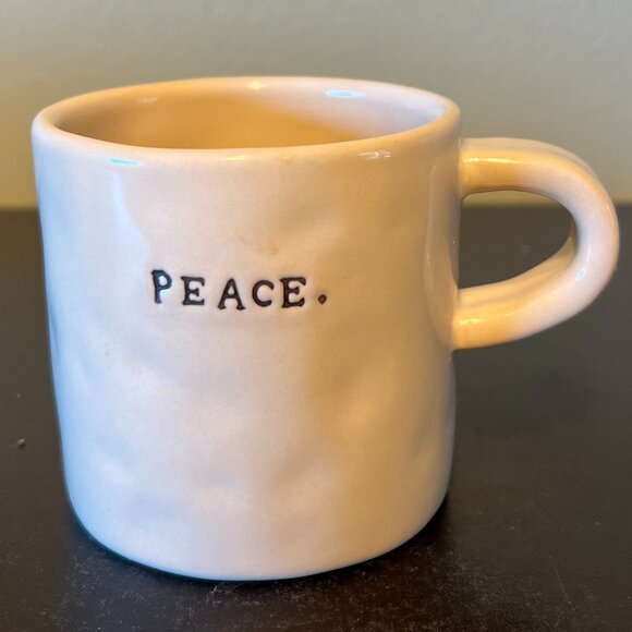 Rae Dunn By Magenta Dimpled Mug  w/ Typewriter Font Single Word PEACE. - Picture 1 of 9
